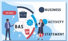 BAS - Business Activity Statement acronym. business concept background. vector illustration concept with keywords and icons. lettering illustration with icons for web banner, flyer,