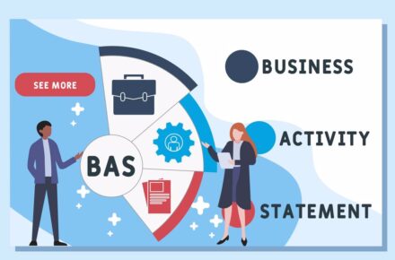 BAS - Business Activity Statement acronym. business concept background. vector illustration concept with keywords and icons. lettering illustration with icons for web banner, flyer,