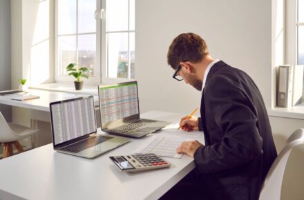 Tax accountant working on desk
